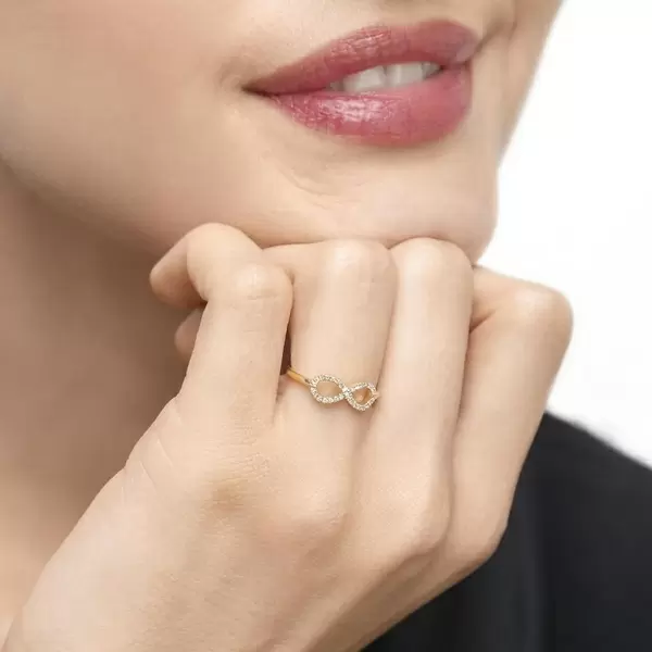 Leaf Jewelry Infinityring mit Diamanten, 18 K Gelbgold Fabrikverkauf
