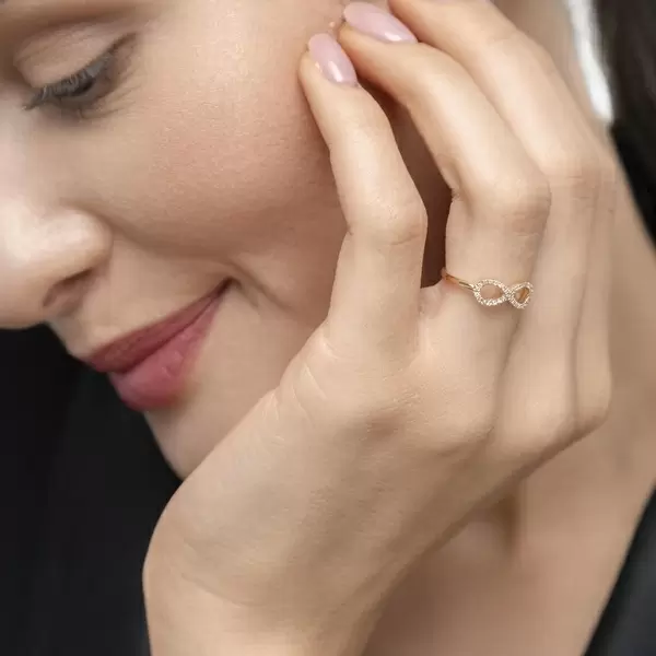 Leaf Jewelry Infinityring mit Diamanten, 18 K Gelbgold Fabrikverkauf
