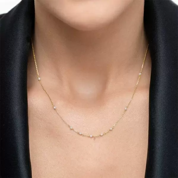 Leaf Jewelry Halskette White Pearls, 14 K Gelbgold Meist gekauft