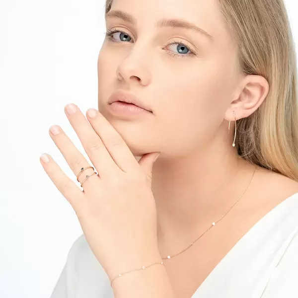 Leaf Jewelry Creole Pure M Diamant 18 K Roségold Kostenloser Versand