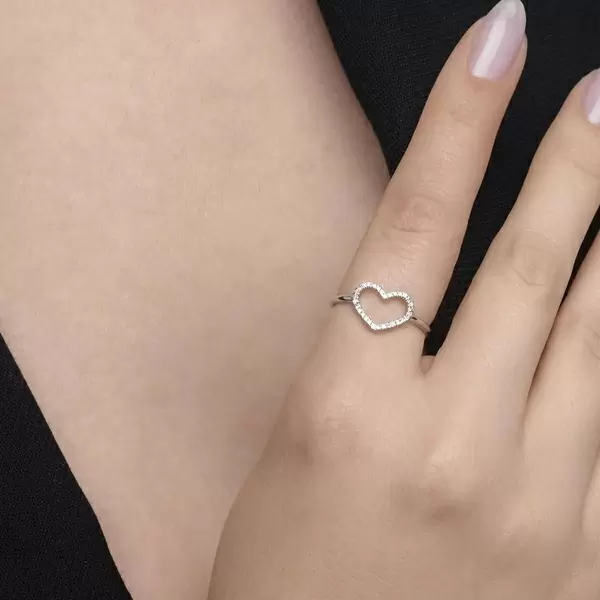 Leaf Jewelry Ring Herz mit Diamanten, 18 K Weißgold Fabrik Onlineshop