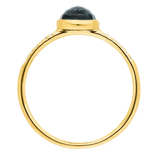 Leaf Jewelry Ring Blue Topas mit Diamanten, 14K Gelbgold Günstig kaufen