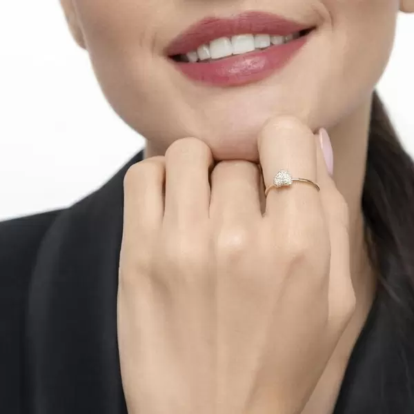 Leaf Jewelry Ring Herz Full mit Diamanten, 18 K Gelbgold Versandkostenfrei