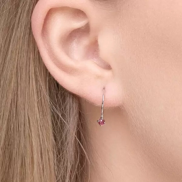 Leaf Jewelry Ohrringe Cabochon, Rubin, 14 K Weißgold Großer Ausverkauf