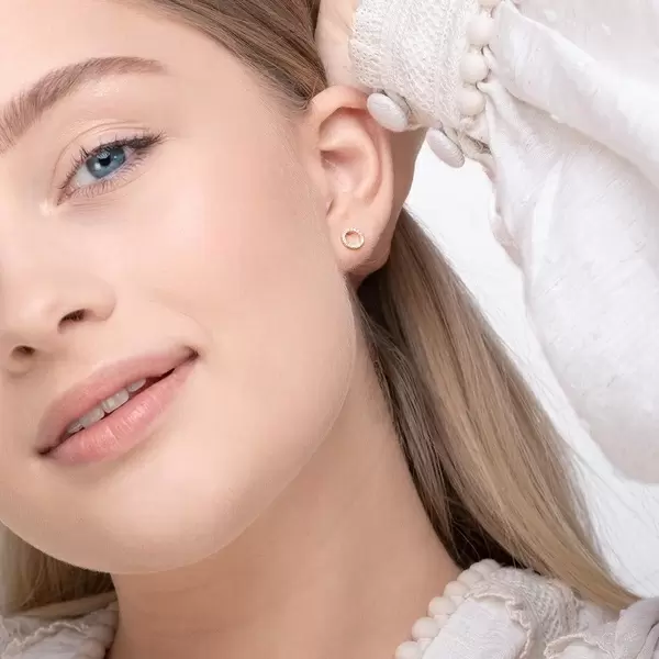 Leaf Jewelry Ohrringe Circle mit Diamanten, 18 K Gelbgold Online Shopping