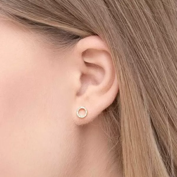 Leaf Jewelry Ohrringe Circle mit Diamanten, 18 K Gelbgold Online Shopping