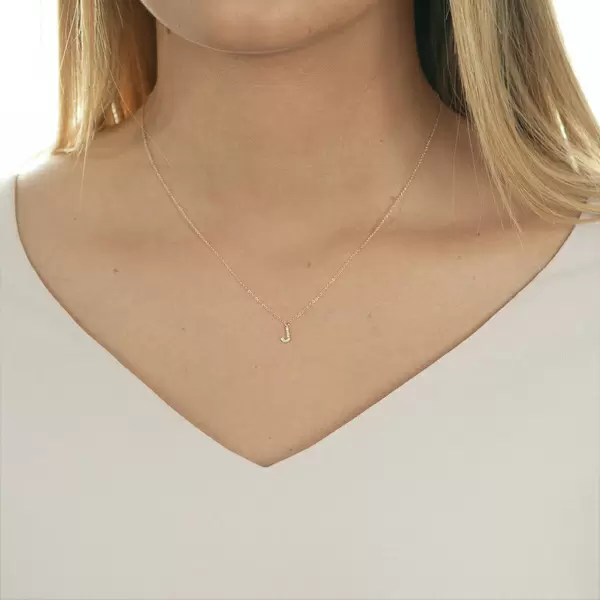 Leaf Jewelry Halskette Letter "J", 14 K Rosegold mit Diamanten Saisonschlussverkauf