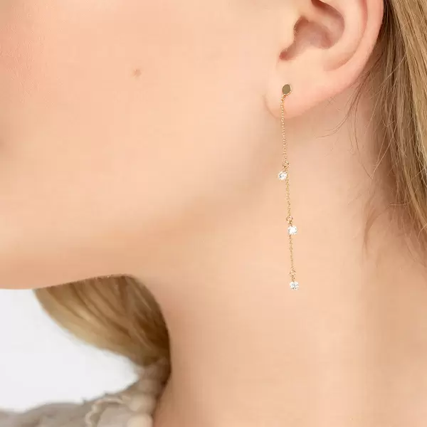 Leaf Jewelry Ohrringe Pure Chain mit Diamanten, 18 K Gelbgold Osterangebot