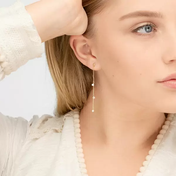 Leaf Jewelry Ohrringe Pure Chain mit Diamanten, 18 K Gelbgold Osterangebot
