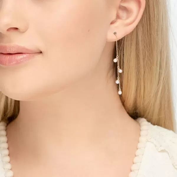 Leaf Jewelry Ohrringe Perle Kette, 14 K Rosegold Vatertagsangebot