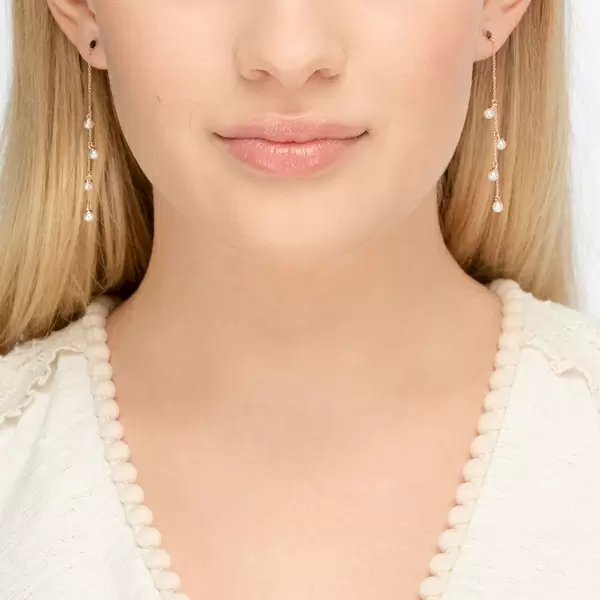 Leaf Jewelry Ohrringe Perle Kette, 14 K Rosegold Vatertagsangebot