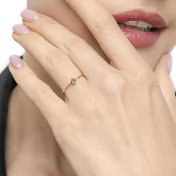 Leaf Jewelry Ring Cabochon, 14 K Gelbgold, Blauer Topas Valentinstagsangebot