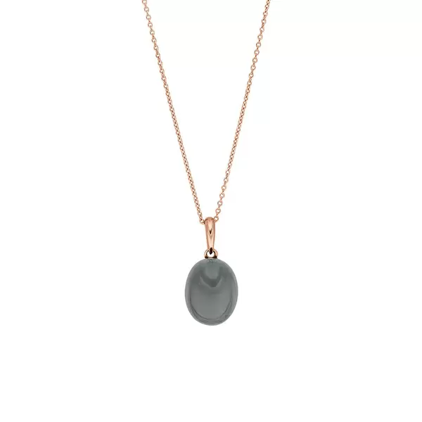 Leaf Jewelry Halskette Cabochon II, 14 K Rosegold, Grauer Mondstein Jubiläumsangebot