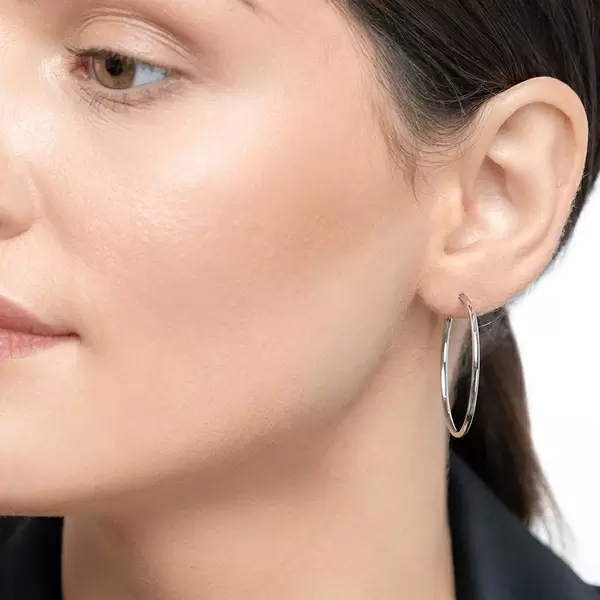 Leaf Jewelry Creole Rund M, 30mm, 14 K Weissgold Top Angebot