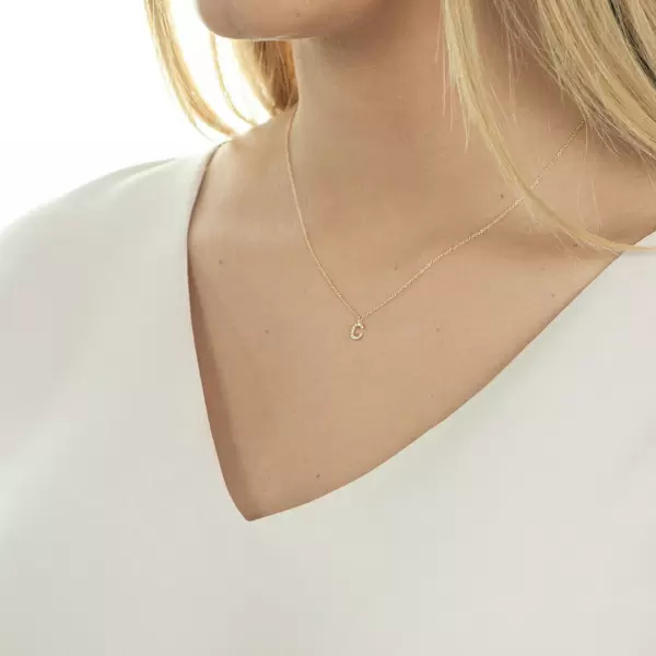 Leaf Jewelry Halskette Letter "C", 14 K Rosegold mit Diamanten Blitzangebot