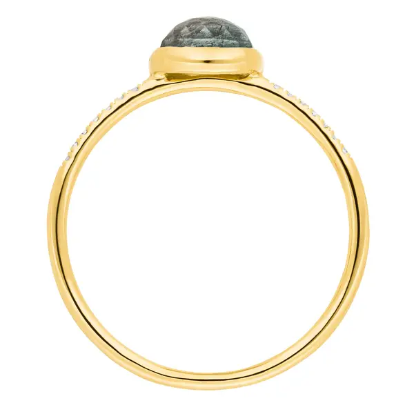 Leaf Jewelry Ring Labradorit mit Diamanten, 14K Gelbgold Große Rabatte