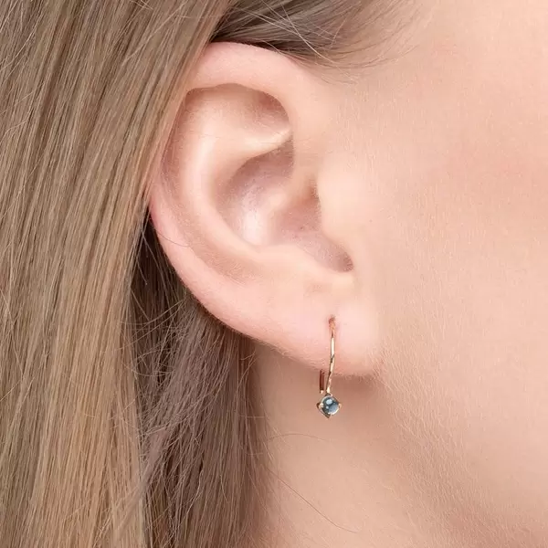 Leaf Jewelry Ohrringe Cabochon, Blaue Topas, 14 K Gelbgold Bestseller