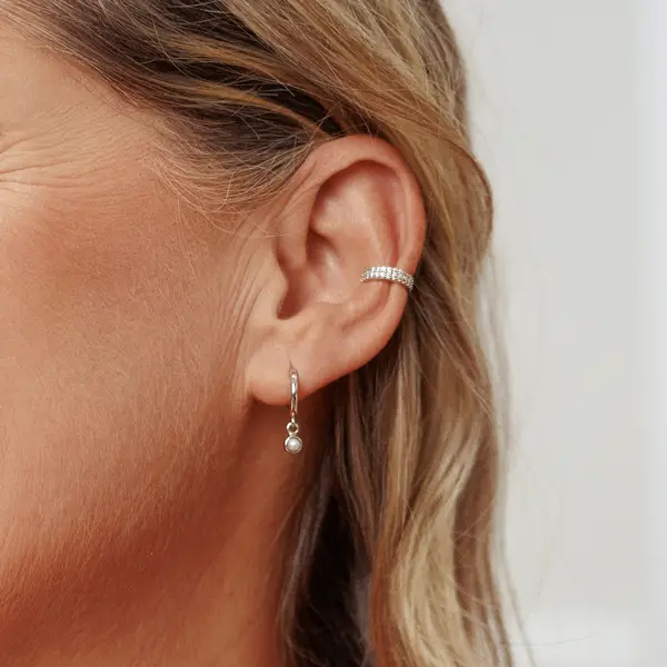 Leaf Jewelry Creole Pure mit Perle, 18 K Gelbgold vergoldet Räumungsverkauf