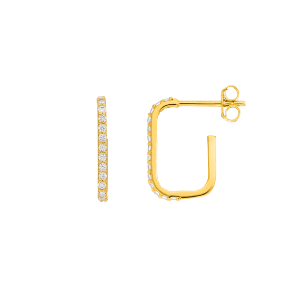 Leaf Jewelry Mini Creole Square mit Zirkonia, 18 K Gelbgold vergoldet Tägliche Deals