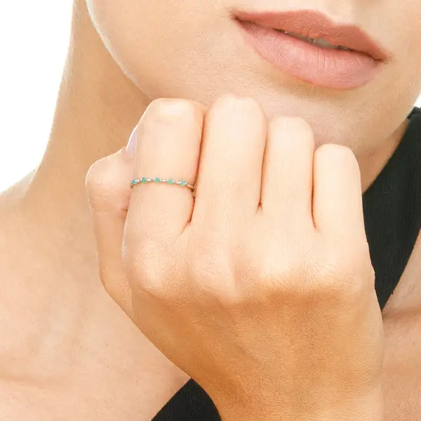 Leaf Jewelry Ring mit 5 Smaragden, 14K Weißgold Wochenangebot