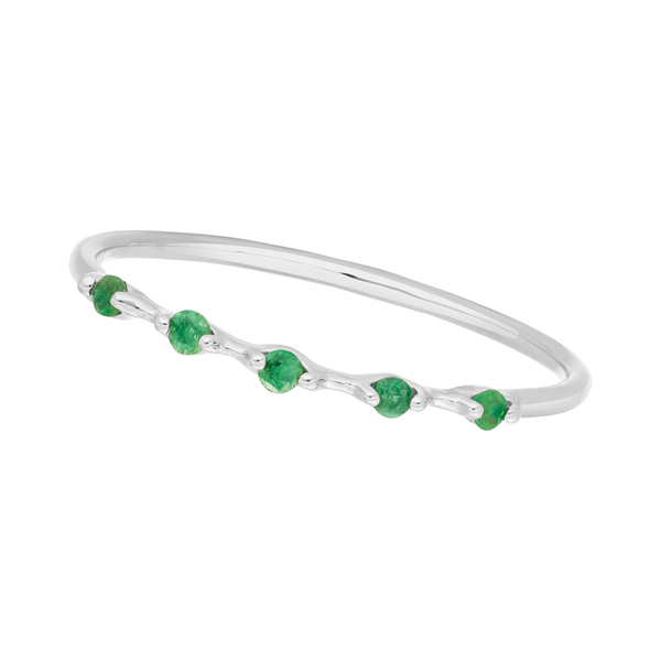 Leaf Jewelry Ring mit 5 Smaragden, 14K Weißgold Wochenangebot