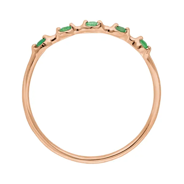 Leaf Jewelry Ring mit 5 Smaragden, 14K Rosegold Kostenlose Rückgabe