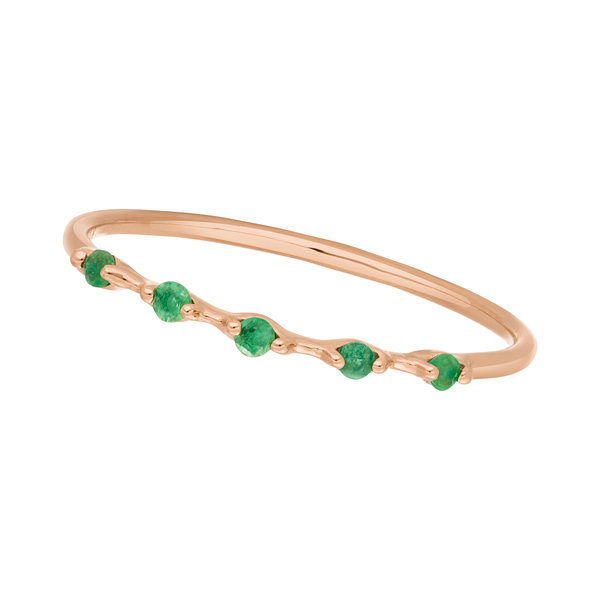 Leaf Jewelry Ring mit 5 Smaragden, 14K Rosegold Kostenlose Rückgabe