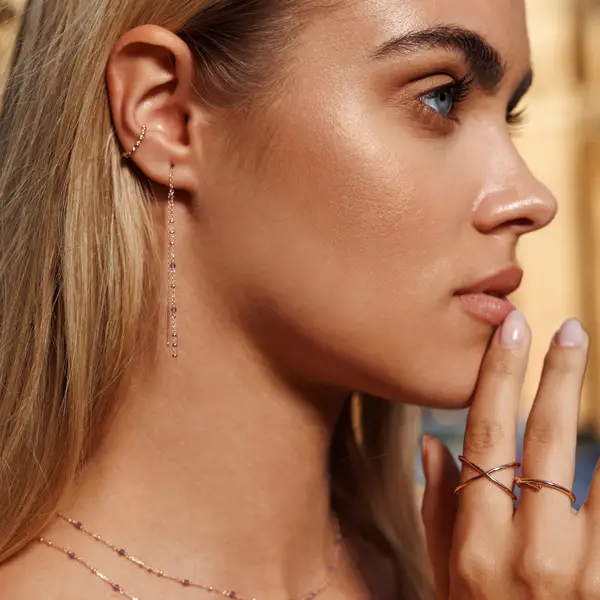 Leaf Jewelry Ohrhänger Flying Gems, Grüner Achat, 18 K Rosegold vergoldet Letzte 3 Tage
