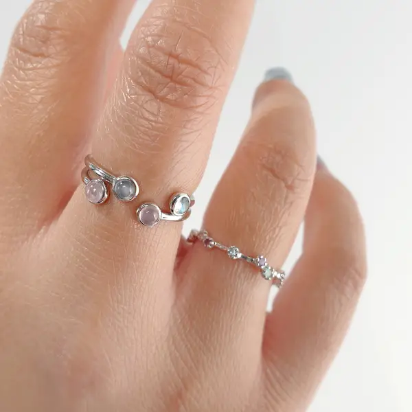 Leaf Jewelry Silber Open Ring, Labradorit Sonderangebot der Fabrik