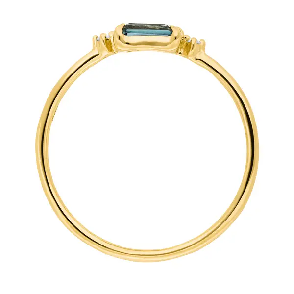 Leaf Jewelry Ring London Blue Topas, 14K Gelbgold Nur noch ein Tag übrig