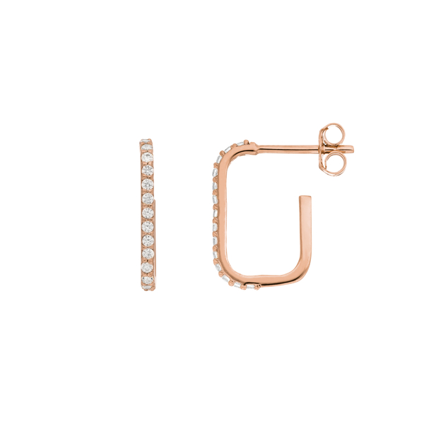Leaf Jewelry Mini Creole Square mit Zirkonia, 18 K Rosegold vergoldet Kostenloser Versand international
