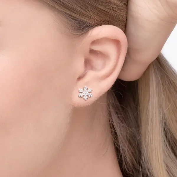 Leaf Jewelry Ohrstecker Snowflake, 18 K Rosegold vergoldet Speichern exportieren