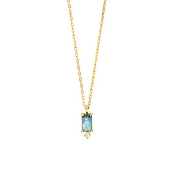 Leaf Jewelry Halskette London Blue Topas, 14K Gelbgold Im Verkauf