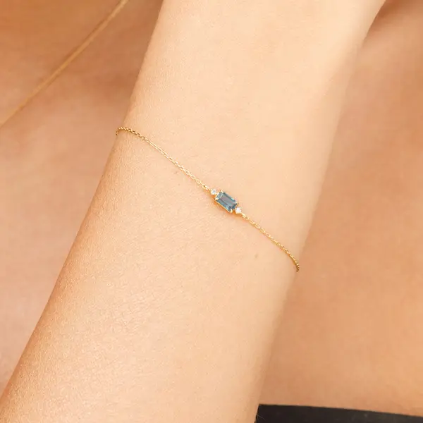 Leaf Jewelry Armkette London Blue Topas, 14K Gelbgold Rabatte dieses Monats