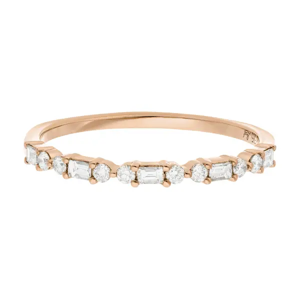Leaf Jewelry Ring mit Baguette Diamanten, 14K Rosegold im Angebot