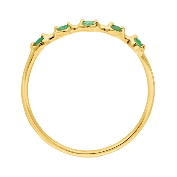 Leaf Jewelry Ring mit 5 Smaragden, 14K Gelbgold Schlussverkauf