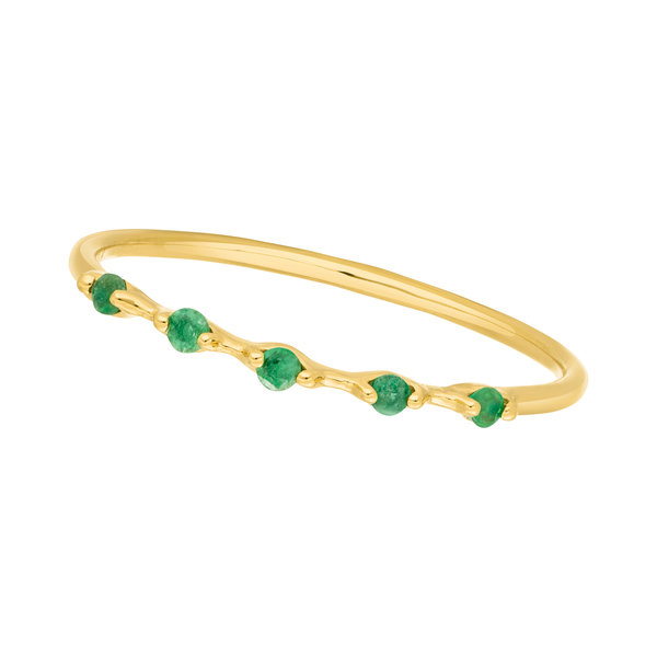 Leaf Jewelry Ring mit 5 Smaragden, 14K Gelbgold Schlussverkauf