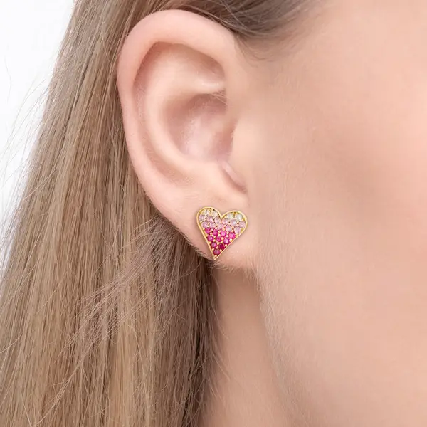 Leaf Jewelry Ohrstecker Pink Valentine, 18 K Gelbgold vergoldet Cyber Monday
