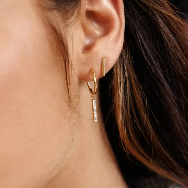 Leaf Jewelry Ohrstecker MINI, Stab, 18 K Gelbgold vergoldet Valentinstagsangebot