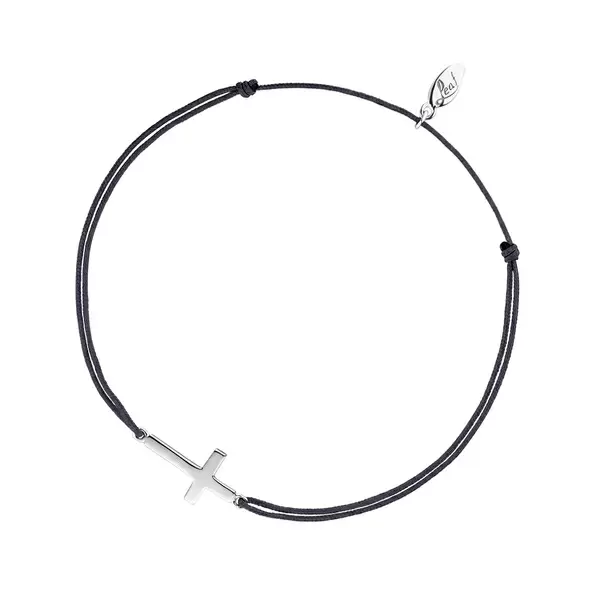 Leaf Jewelry Glücksbändchen Kreuz, 925 Sterlingsilber, Anthrazit Heißer Verkauf