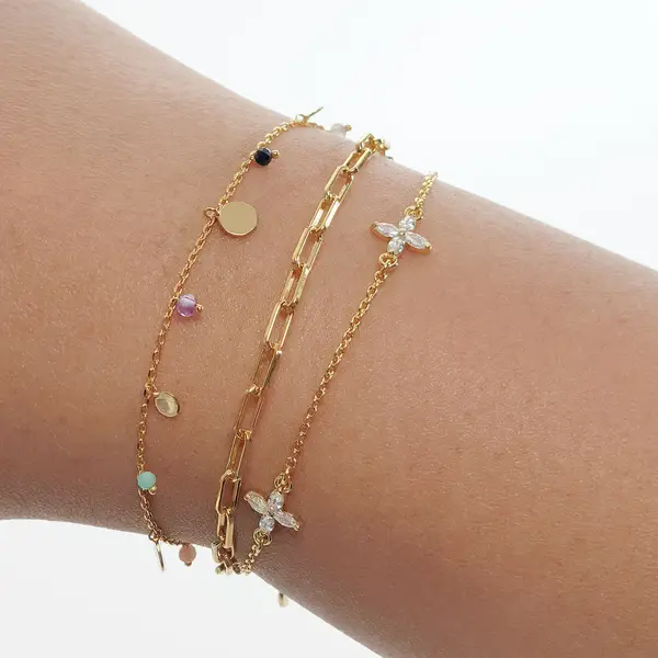 Leaf Jewelry Armkette Leaf Flower Charms, 18 K Gelbgold vergoldet Riesige Rabatte