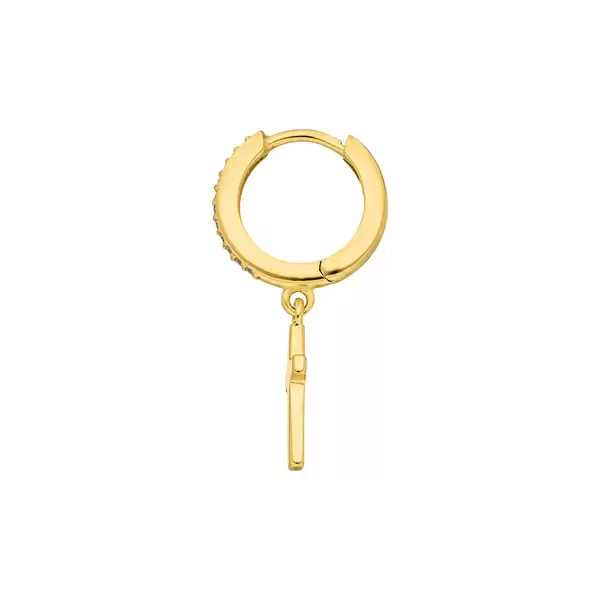 Leaf Jewelry Single Creole CROSS/Zirkonia, 18 K Gelbgold vergoldet Online