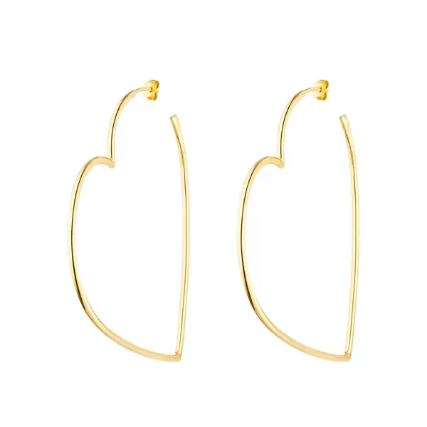 Leaf Jewelry Creole Herz, 60mm, 18K Gelbgold vergoldet Muttertagsangebot