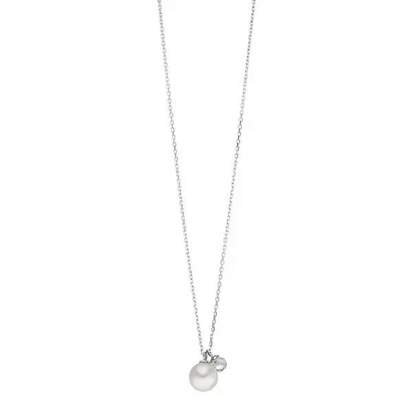Leaf Jewelry Halskette Two Drop, 925 Sterlingsilber, Perle/Bergkristall Vatertagsangebot