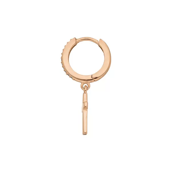 Leaf Jewelry Single Creole CROSS/Zirkonia, 18 K Rosegold vergoldet Lagerräumung