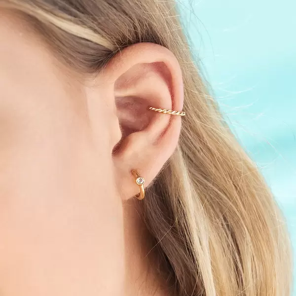 Leaf Jewelry Creole One Gem, Amethyst, 18 K Gelbgold vergoldet Neueste Mode