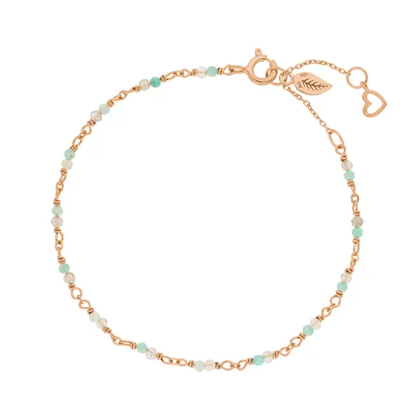 Leaf Jewelry Armkette Amazonit, 18 K Rosegold vergoldet Räumungsverkauf