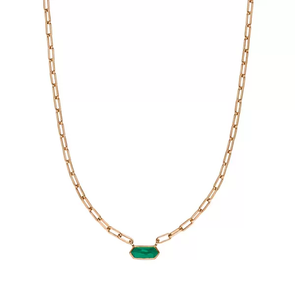 Leaf Jewelry Silber Halskette, CUBE, Grüner Achat, Rosegold Kauf eins, bekomm eins gratis