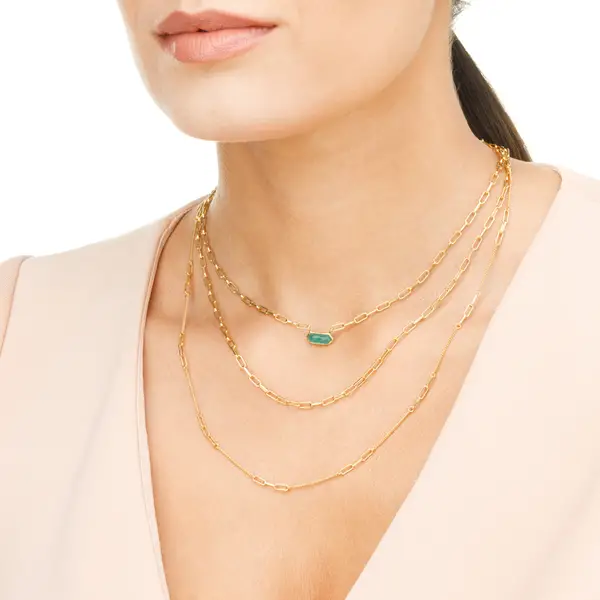 Leaf Jewelry Silber Halskette, CUBE, Grüner Achat, Rosegold Kauf eins, bekomm eins gratis