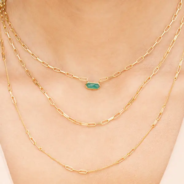 Leaf Jewelry Silber Halskette, CUBE, Grüner Achat, Rosegold Kauf eins, bekomm eins gratis